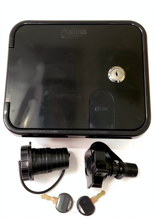 Valterra Black RV Hatch Lockable Gravity/City Water Fill A01-2004BKBU-4