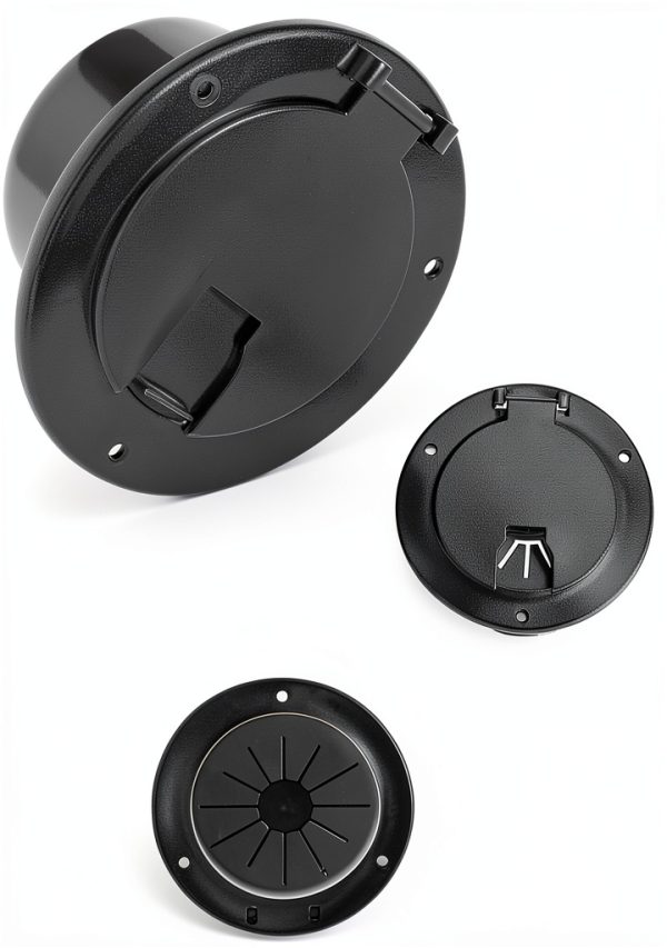 Foifatt RV Round Cable Hatch B113 Heavy‑Duty Quick‑Lock 30/50 Amp Door-4
