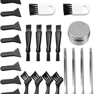 GORGECRAFT 27PCS Pollen Scrapers Kit for Grinder Including Plastic Cleaning Brush Black Pollen Scrapers Stainless Steel Spatula Micro Scoop and Aluminium Tin Cans for Grinder Pollen Scrapers-0