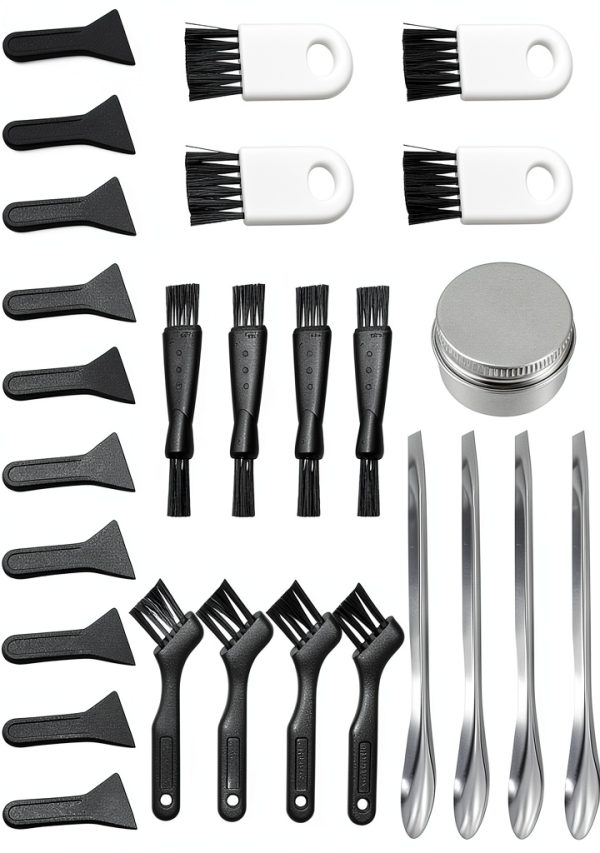 GORGECRAFT 27PCS Pollen Scrapers Kit for Grinder Including Plastic Cleaning Brush Black Pollen Scrapers Stainless Steel Spatula Micro Scoop and Aluminium Tin Cans for Grinder Pollen Scrapers-0